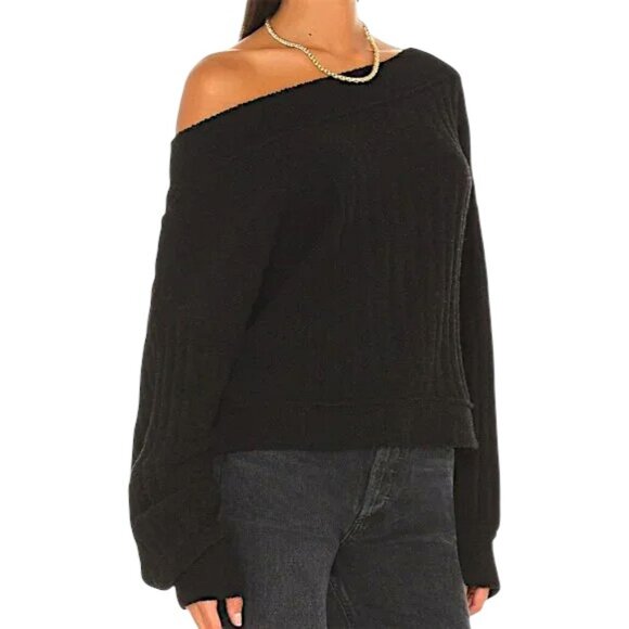 Free People Cabin Fever Ribbed Sweater Washed Black M - Picture 2 of 11